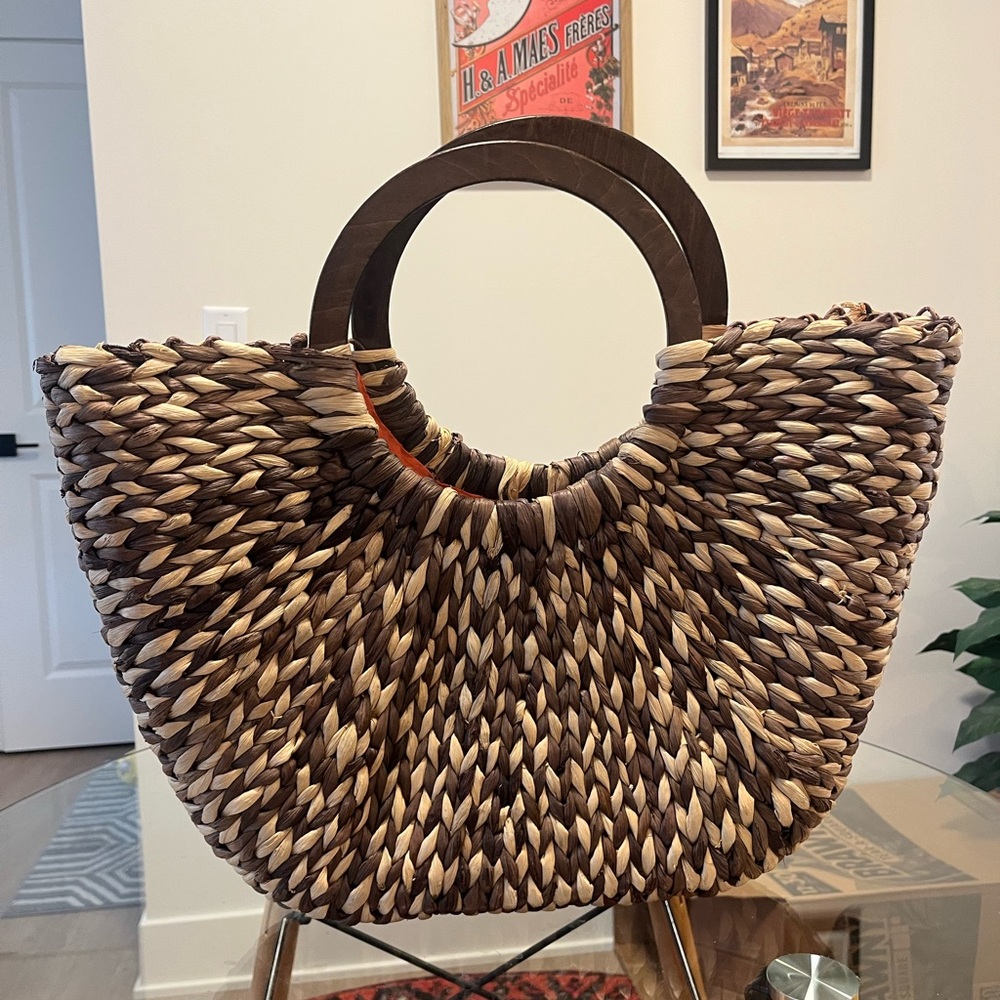 The Limited Brown and Tan Woven Shoulder Bag